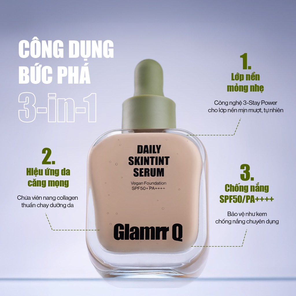 Nền Glamrr Q Daily SkinTint Serum Vegan 30ml CT - Ảnh 5