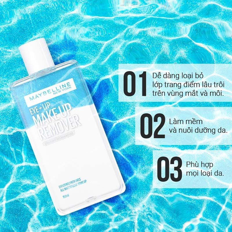 Tẩy Trang Mắt & Môi Maybelline Makeup Remover 150ml CT - Ảnh 3